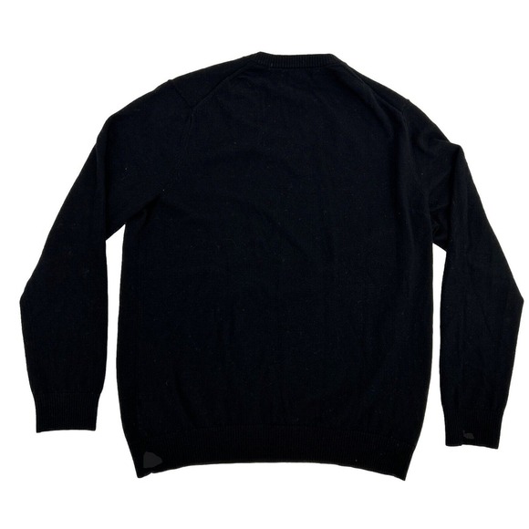 Banana Republic Sweater Men L Black V-Neck Pullover 100% Merino‎ Extra Fine Wool - Picture 3 of 7